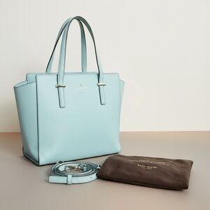 Kate Spade Cameron Street Saffiano Leather Satchel Aqua Blue Crossbody Bag NWOT